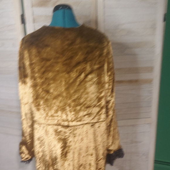 Free People Raveena Gold Velvet Duster Jacket Medium - Picture 5 of 9